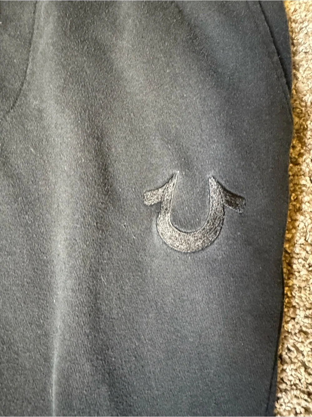 True Religion Black Men's Joggers with Embossed Logo